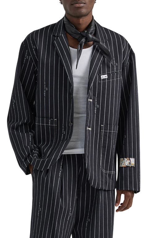 x Basquiat Stripe Cotton Blazer in Black