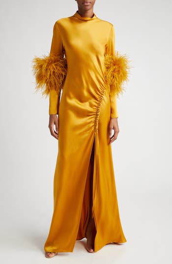 Satin Ostrich Feather Dress