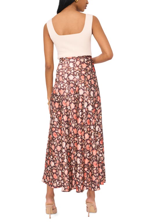 Shop 1.state Floral Bias Cut Midi Skirt In Carnelian