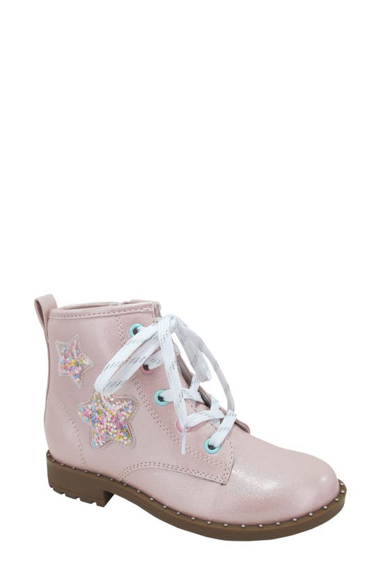 Jellypop Kids' Excitable Lace-up Low Heel Boot In Pink Shimmer