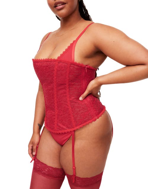 Adore Me Vira Corset & G-string Set In Dark Red