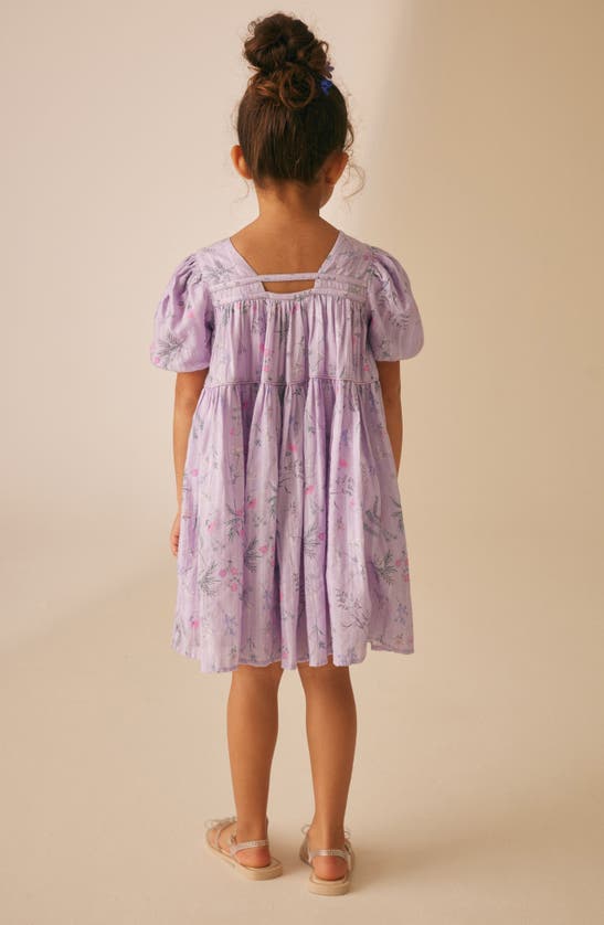 Shop Laura Ashley Kids' Croswell Shimmer Stripe Babydoll Dress In Lilac Floral