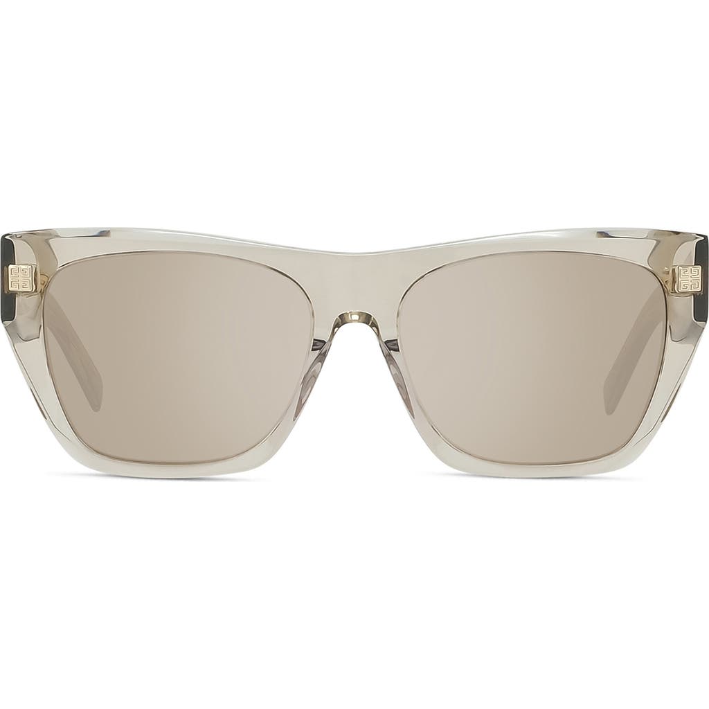 Givenchy Gvday 55mm Square Sunglasses In Shiny Light Brown/mirror