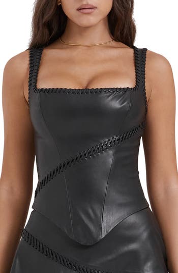 Out From Under Faux Leather-Trim Corset