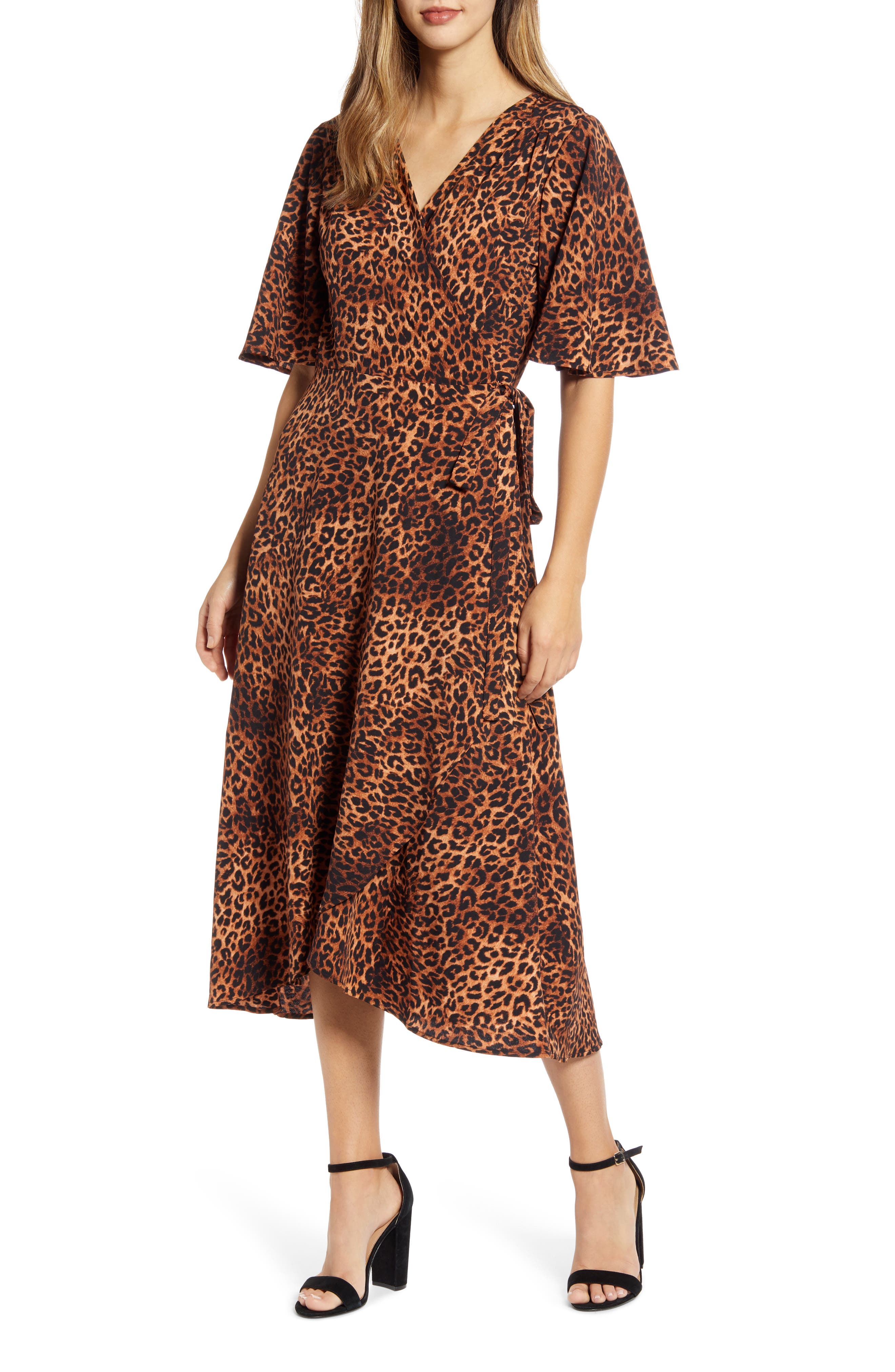 bobeau printed wrap maxi dress