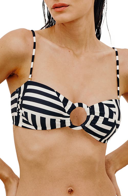 ViX Swimwear Tisa Stripe O-Ring Strapless Bikini Top in Black Multi