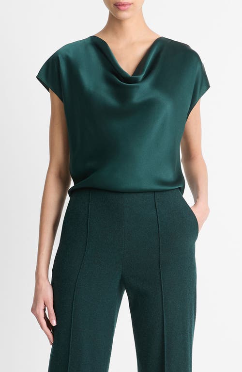 Shop Vince Cowl Neck Silk Blouse In Juniper