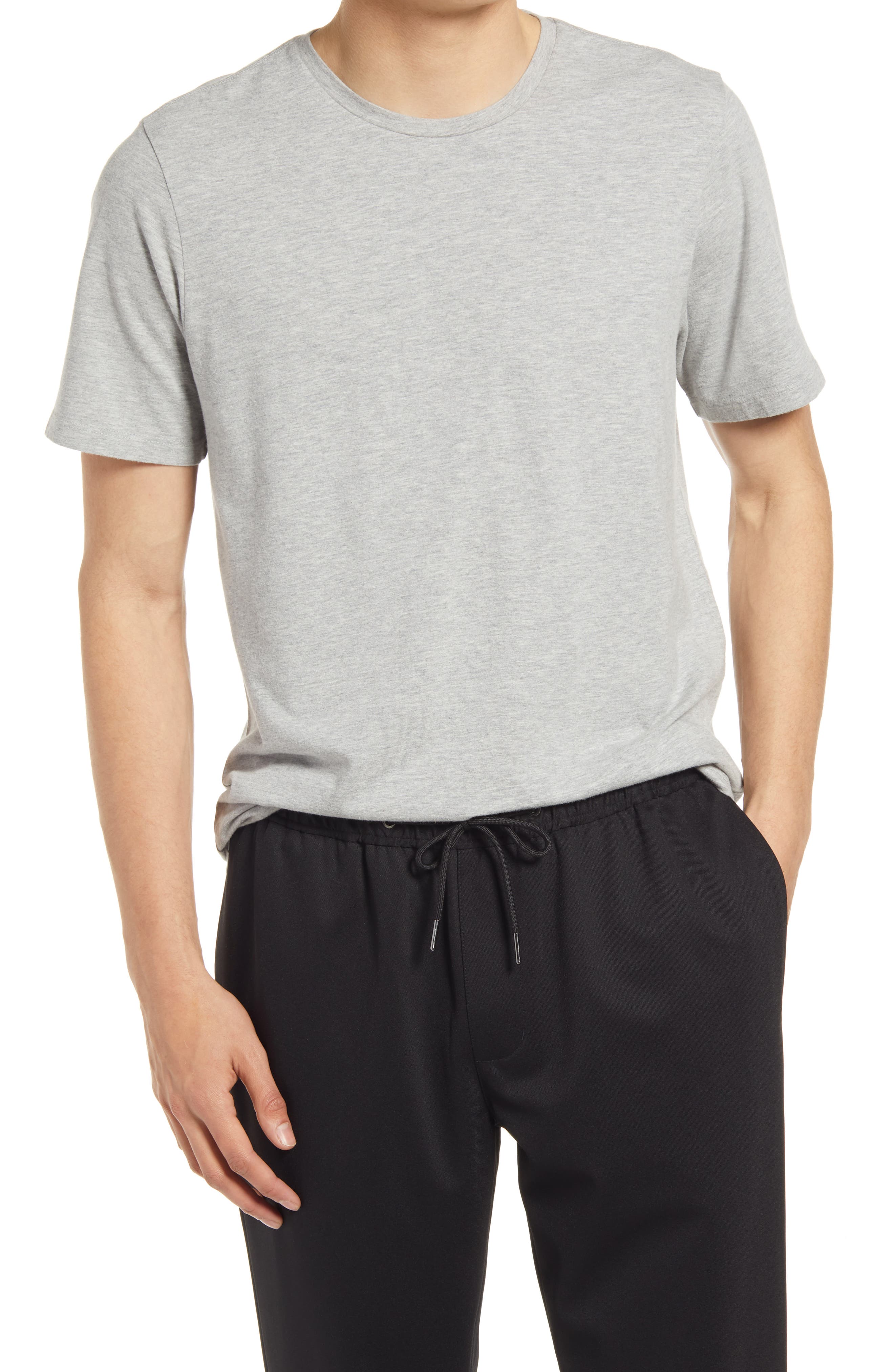 Open Edit Men's Crewneck T-shirt, Size Large In Grey Heather At Nordstrom