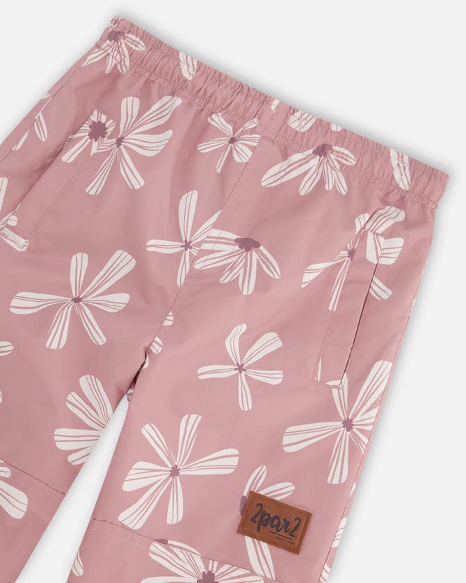 Shop Deux Par Deux Girl's Printed 3 In 1 Mid-season Set Ancient Rose With Flowers