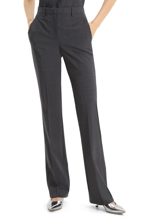 Theory Womens Demitria 4 Houndstooth Office Wear Flared Pants