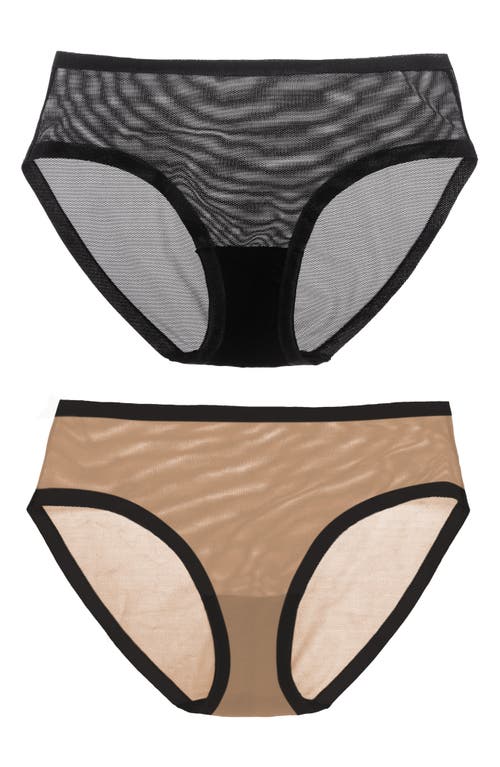 2-Pack Sheer Panties in Marguax/Black