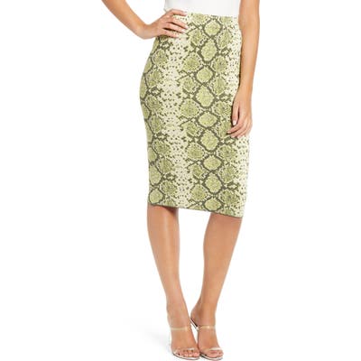 J.o.a. Snake Pattern Knit Pencil Skirt, Green