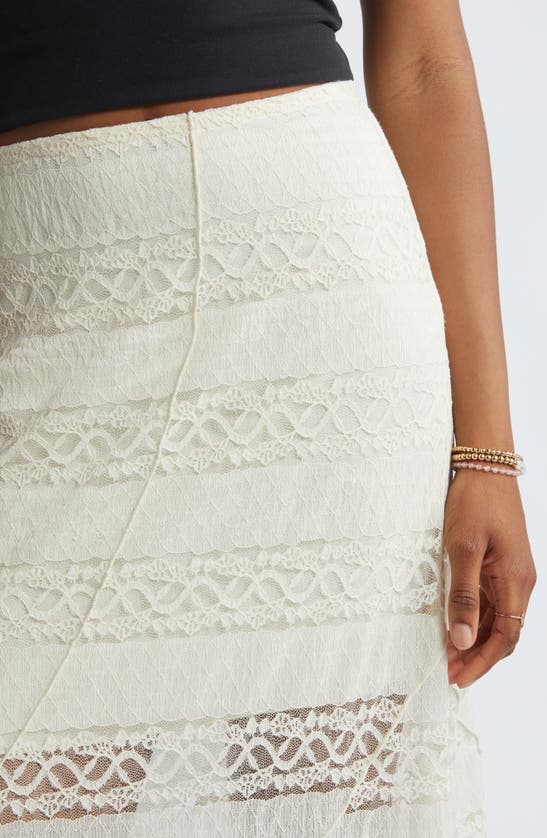 Bp. Asymmetric Lace Midi Skirt In Ivory Dove