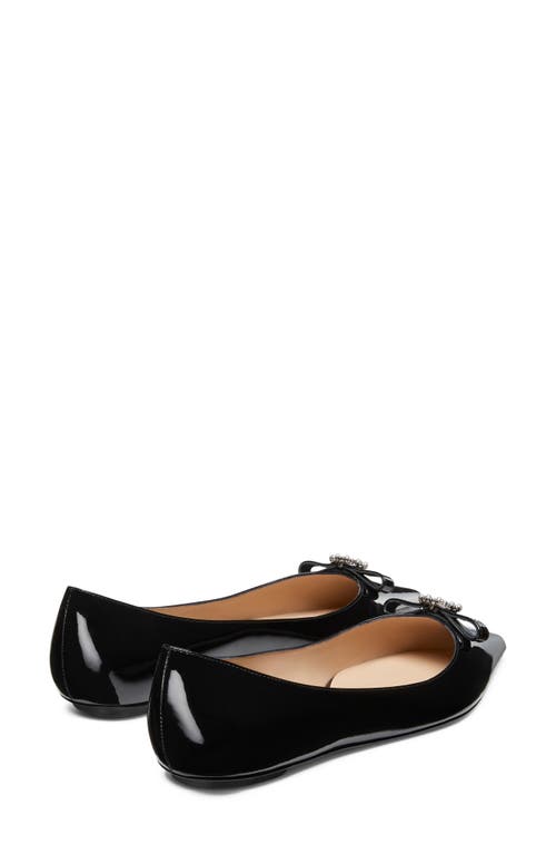 Shop Stuart Weitzman Diana Bow Pointed Toe Flat In Black