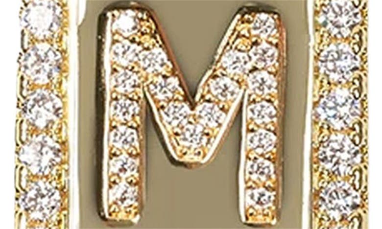 Shop Melinda Maria Love Letters Double Sided Mother-of-pearl Initial Pendant Necklace In White Cubic Zirconia/ Gold - M