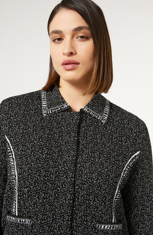 Shop Marina Rinaldi Fiodi Crop Knit Jacket In Black White