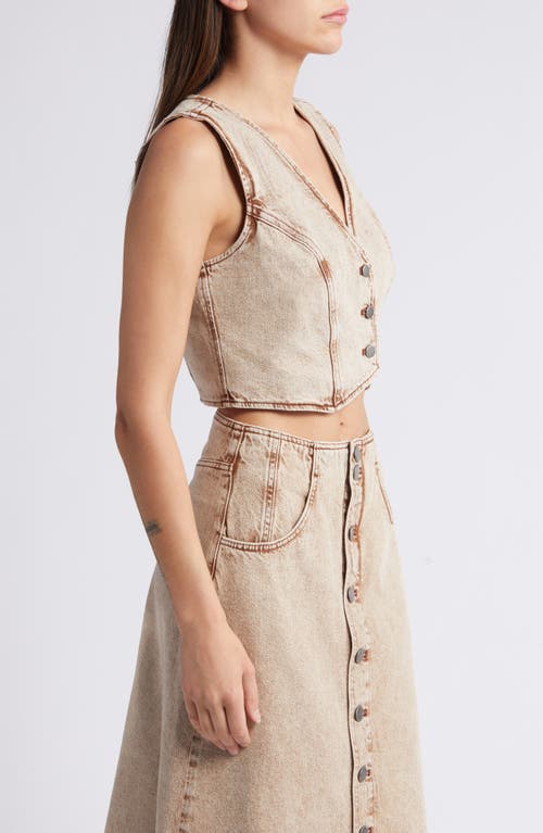 Treasure & Bond Fitted Denim Vest In Beige Khaki