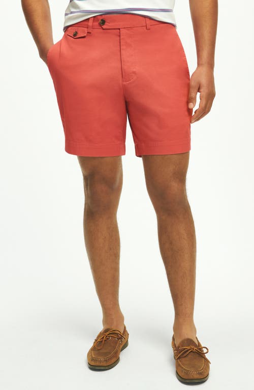 Brooks Brothers Flat Front Stretch Poplin Chino Shorts Mineral Red at Nordstrom,