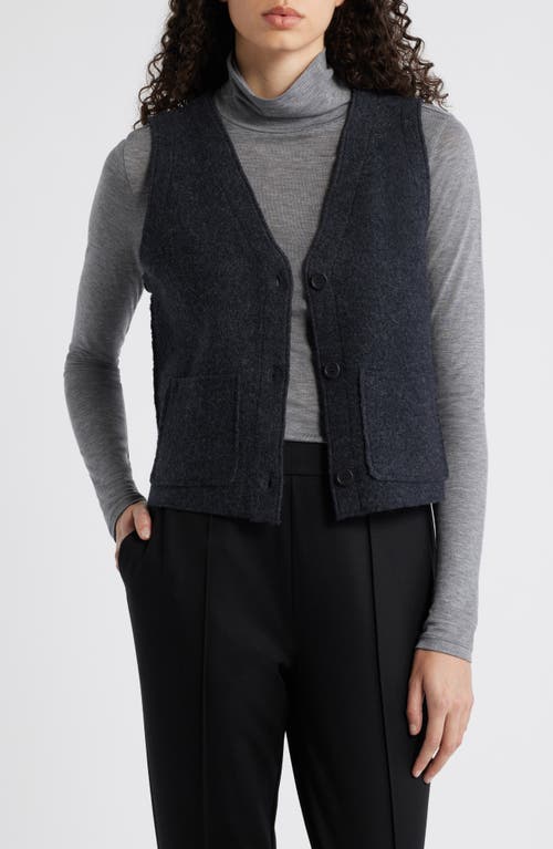 Shop Eileen Fisher Button Front Wool Vest In Char