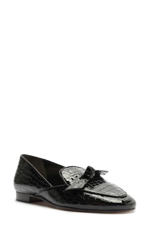 Shop Alexandre Birman Clarita Belgian Croc Embossed Loafer In Black