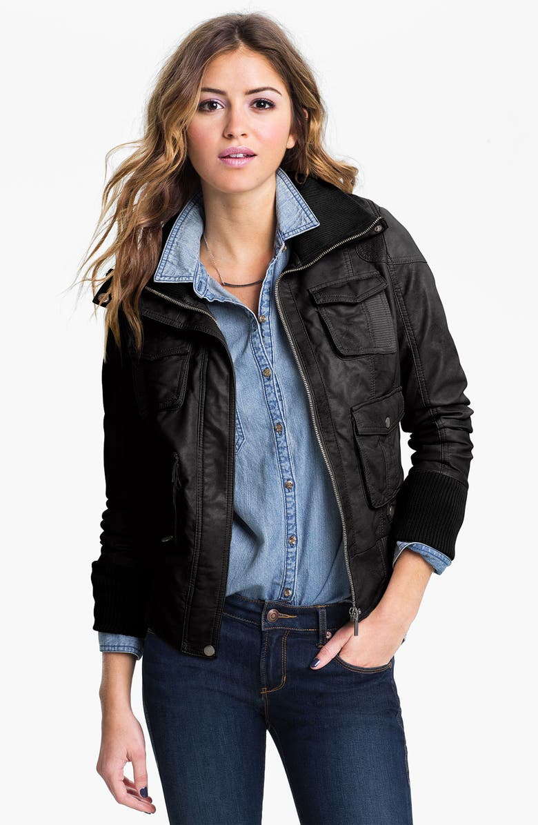 Collection B Faux Leather Bomber Jacket (Juniors) | Nordstrom