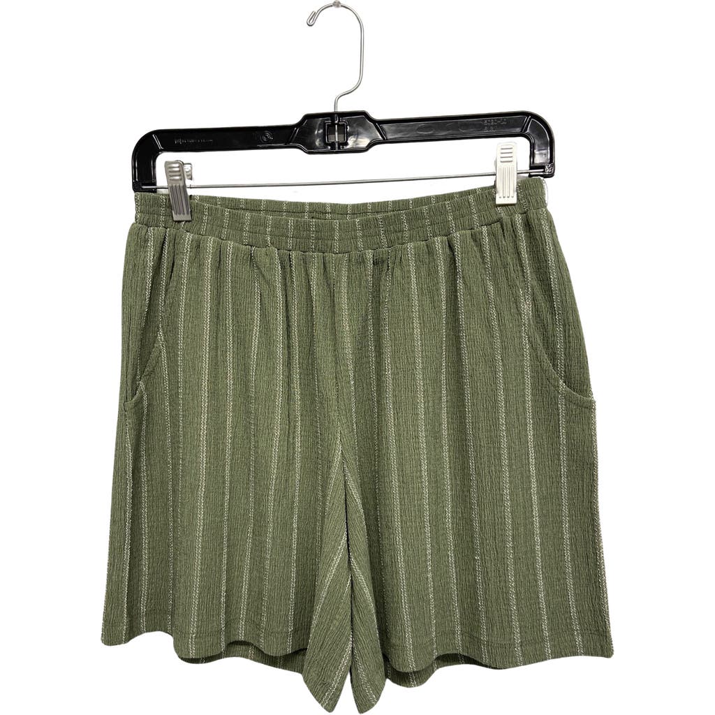 Shop Ruby & Wren Stripe Pull-on Shorts In Lichen/white