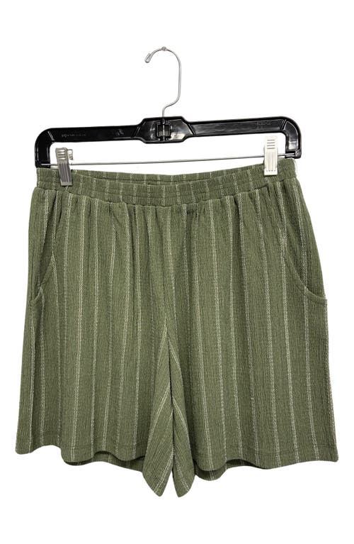Shop Ruby & Wren Stripe Pull-on Shorts In Lichen/white