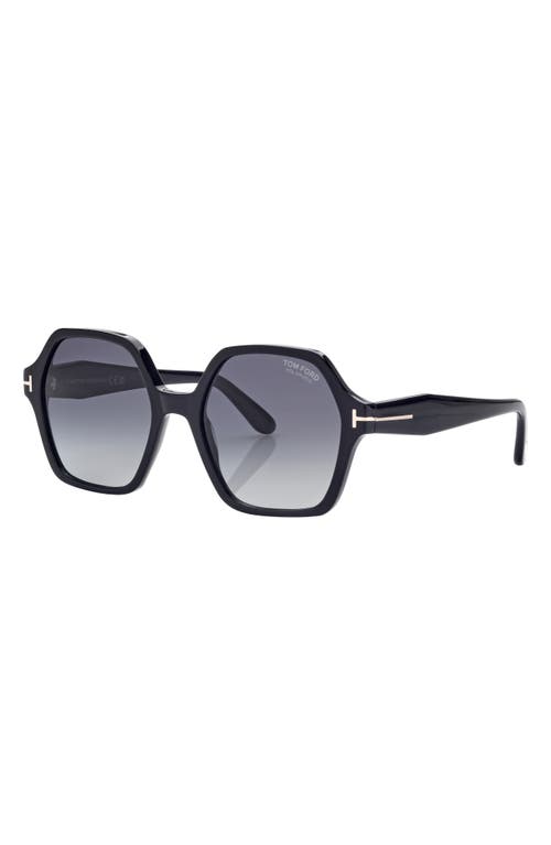 Shop Tom Ford Romy 56mm Polarized Geometric Sunglasses In Shiny Black/smoke Polarized