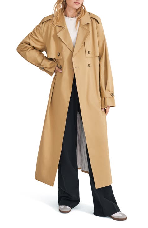 Hill & Archer Long Trench Coat, Double-Breasted, Faux Fur Zip-Out