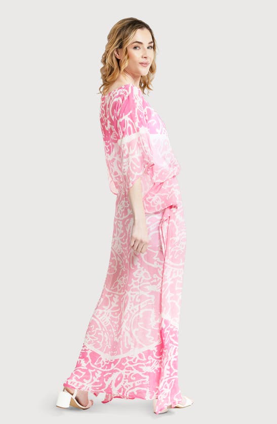 Saachi Abstract Print Cover-up Kaftan In Purple