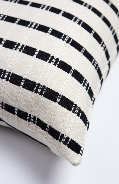 Archive New York Santiago Black And Natural White Grid Handwoven Cotton Square Throw Pillow In Multi