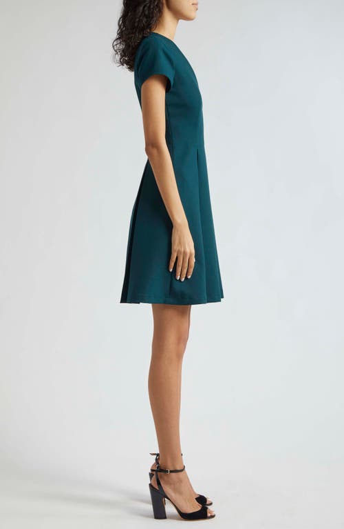 Emporio Armani Emma Short Sleeve Fit & Flare Dress In Solid Dark Green