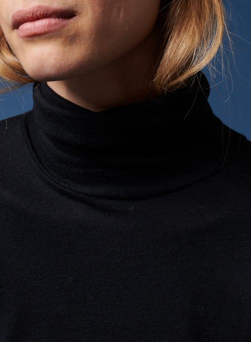 Shop Majestic Filatures Soft Touch Long Sleeve Turtleneck In Noir