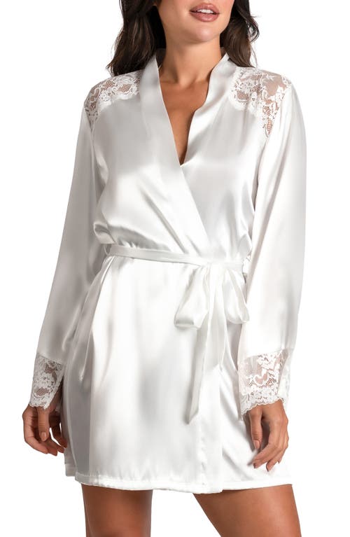 Love Me Now Lace Trim Satin Robe in Ivory