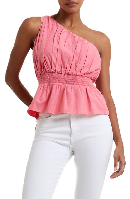 Shop French Connection Alania One-shoulder Blouse In Camellia Rose