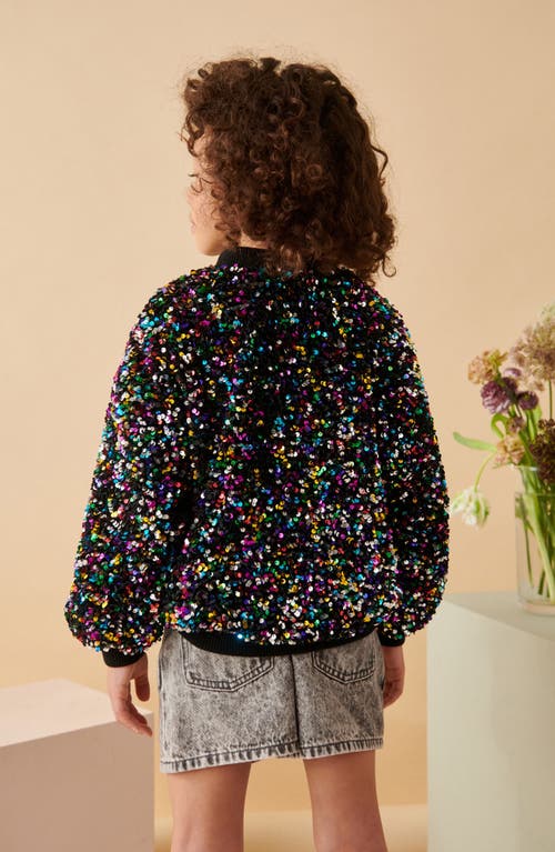 Shop Next Kids' Sequin Bomber Jacket In Black