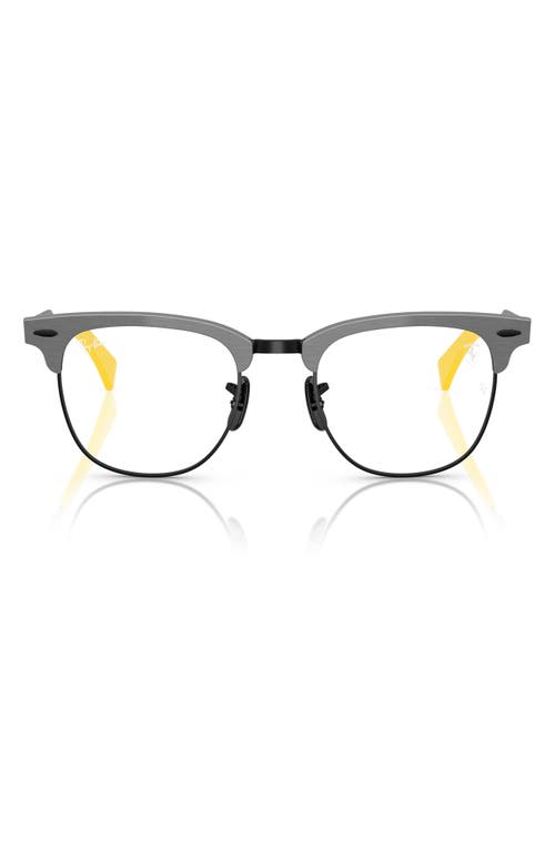 Ray Ban Ray-ban X Scuderia Ferrari 51mm Square Optical Glasses In Dark Grey/yellow