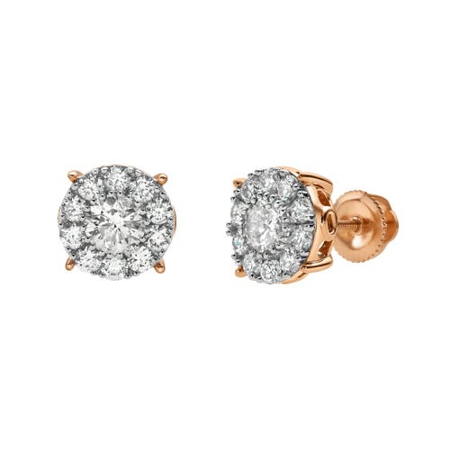 Luvmyjewelry Blazers Prime 14k Gold Diamond Stud Earrings In 14k Rose Gold