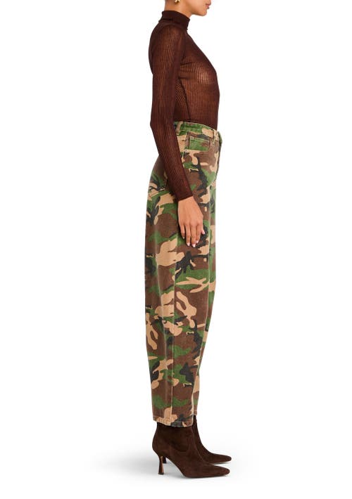 Shop Ser.o.ya Marbel Mid Rise Barrel Jean In Camo Canvas