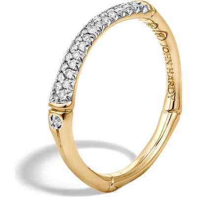 John Hardy Bamboo Gold Diamond Pave Slim Band Ring