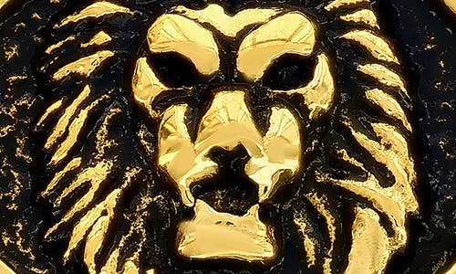Blackjack Stainless Steel Lion Signet Ring In Gold