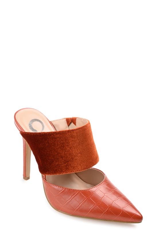 Journee Collection Sutonn Croc Embossed Mule Pump In Rust