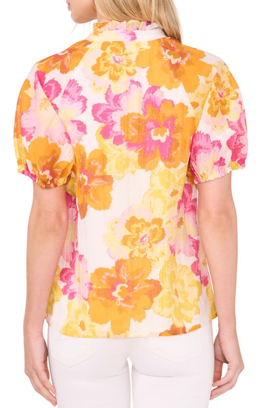 Shop Cece Puff Sleeve Floral Print Top In Radiant Yellow