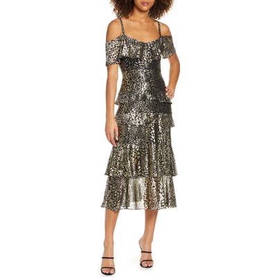 Rachel Rachel Roy Metallic Cold Shoulder Cocktail Dress, Metallic