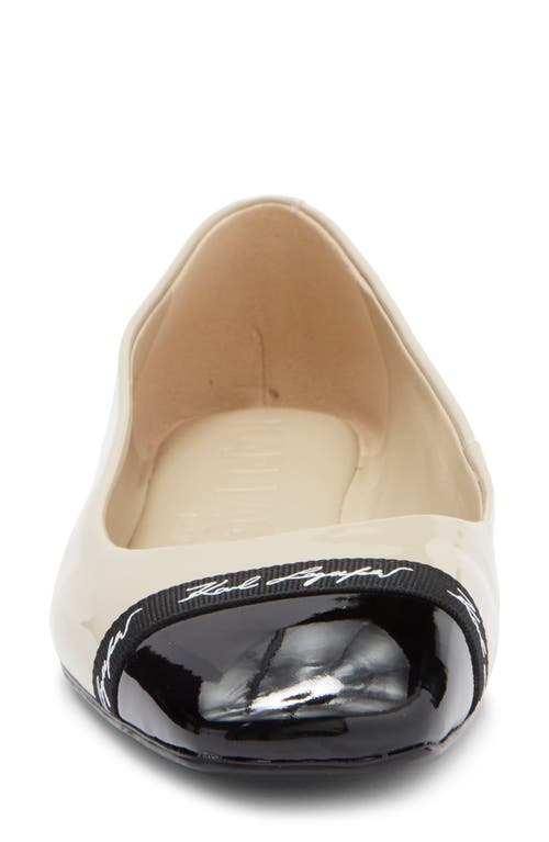 Karl Lagerfeld Paris Zayne Cap Toe Ballet Flat In Dusty Nude/black