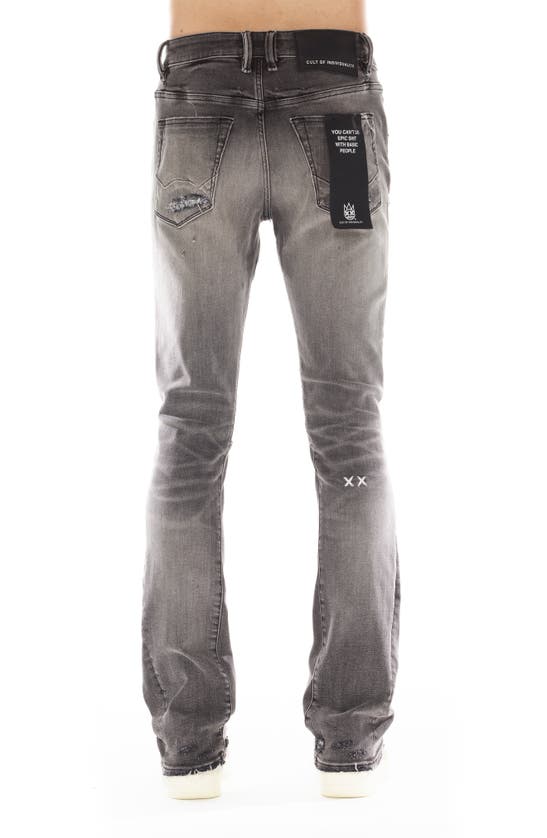 Shop Cult Of Individuality Lenny Ripped Bootcut Jeans In Coal