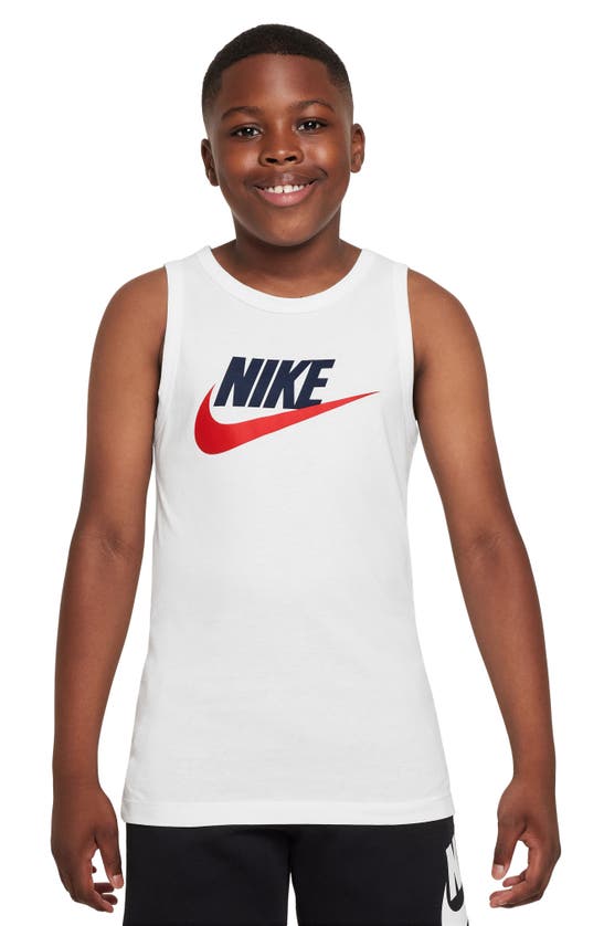Shop Nike Kids' Sportswear Cotton Tank Top In White