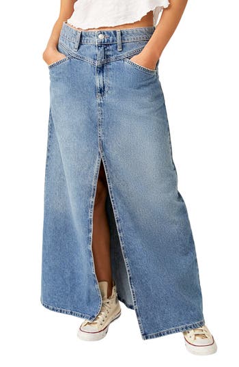 FREE PEOPLE FREE PEOPLE COME AS YOU ARE DENIM MAXI SKIRT