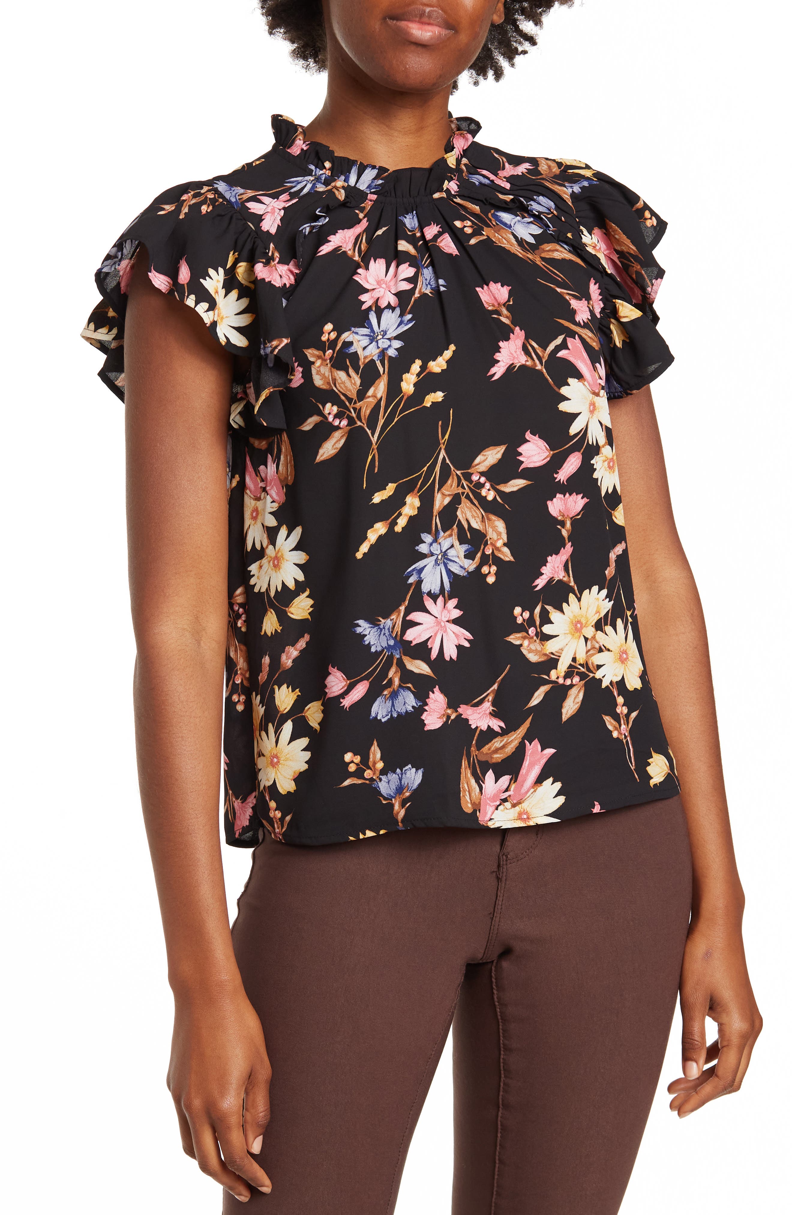 CeCe Flutter Sleeve Blouse Nordstromrack