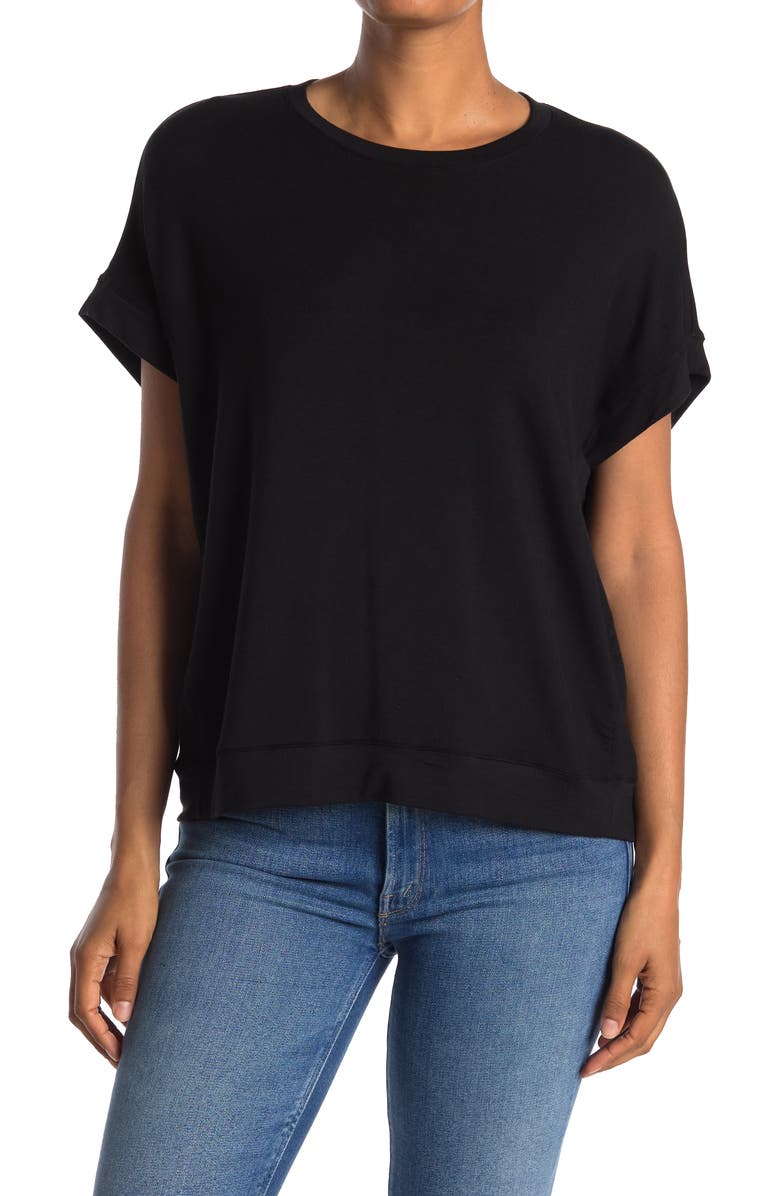 MELLODAY Solid Boxy Top, Main, color, BLACK